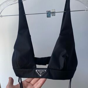 Prada Black Triangle Bra with Adjustable Straps